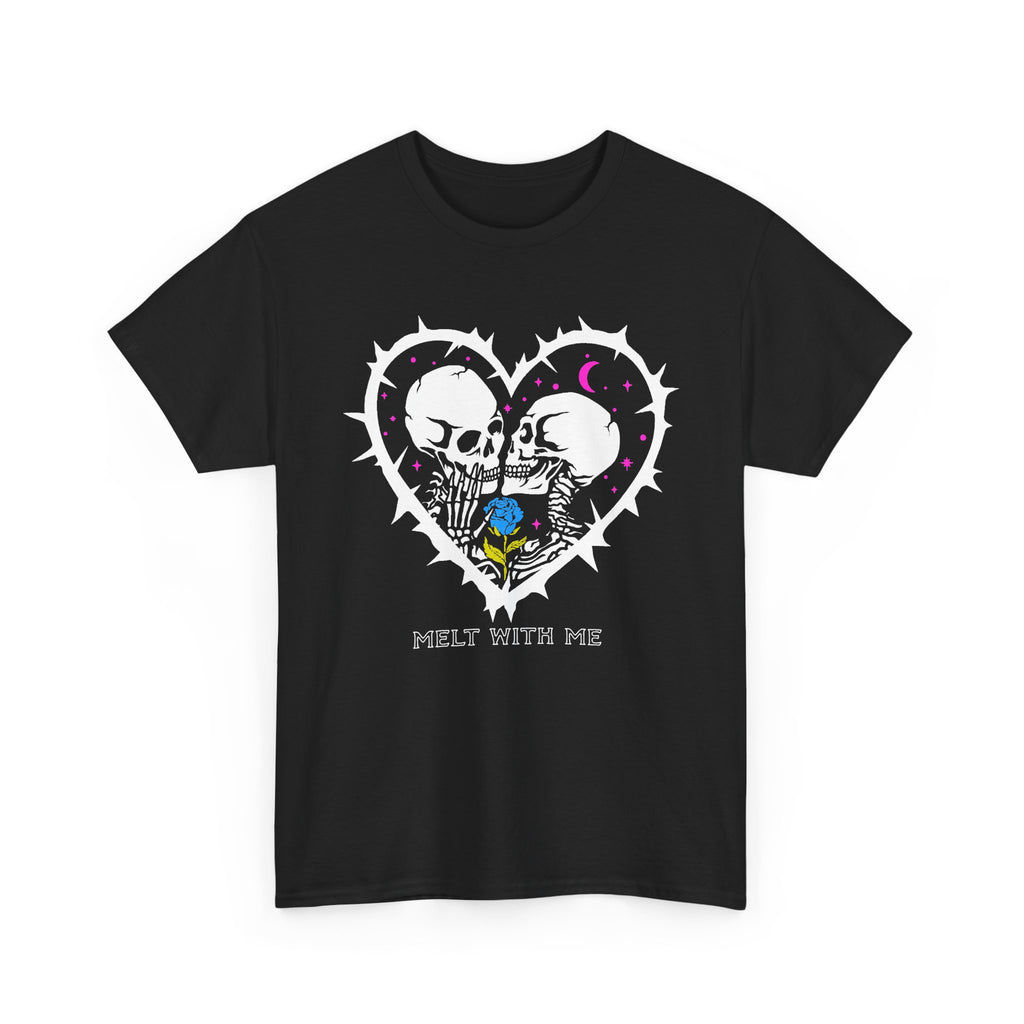 Melt with me Graphic tee, Goth Skeleton t-shirt, Black Metal Heart tee