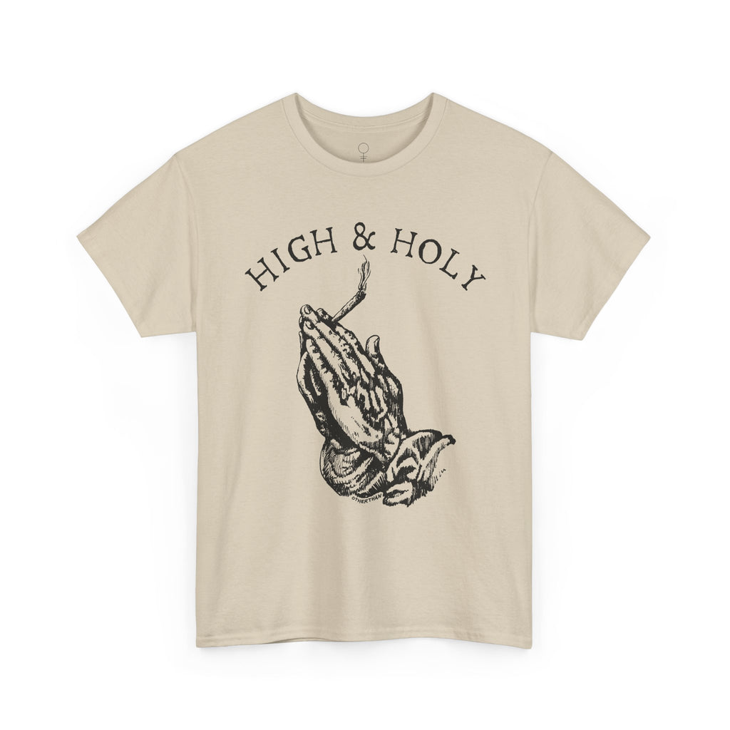 High & Holy tee, Hand Drawn t-shirt, praying hands with joint