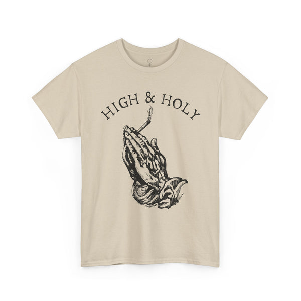 High & Holy tee, Hand Drawn t-shirt, praying hands with joint