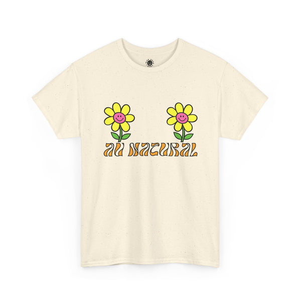 Au Natural tee, Cute Cartoon Flower t-shirt
