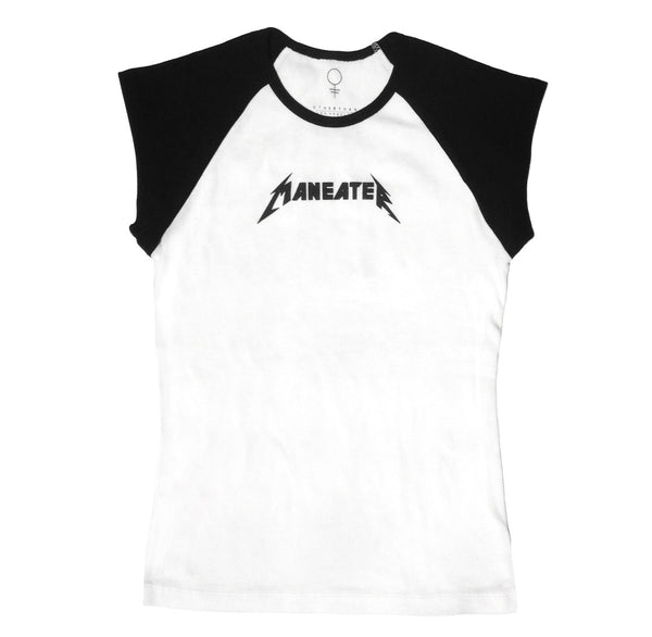 MANEATER Crop Raglan Tee